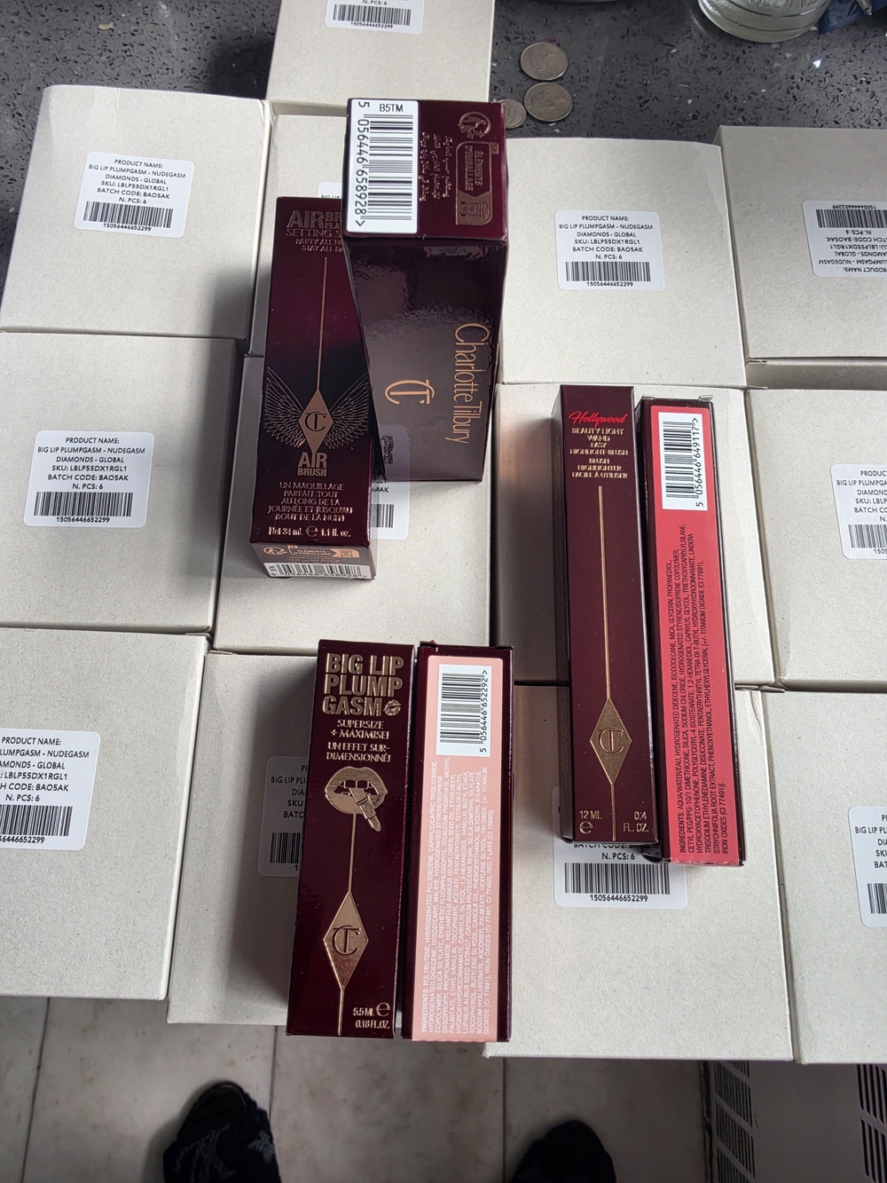 Charlotte Tilbury Big Lip Plumpgasm, Setting Spray, and Beauty Light Wand Bundle
